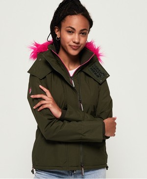 Superdry Hooded Winter SD-Windattacker Női Kabát Sötét Khaki/Rózsaszín | JKCYT2910